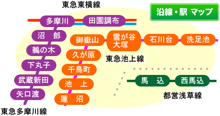 大田区分譲マンション一戸建賃貸専門　取り扱い地域マップ
